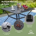 thumbnail image 6 of 37" Metal Steel Slat Patio Dining Table Square Backyard Bistro Table Outdoor Furniture Garden Table, 1.57” Umbrella Hole, Black, 6 of 8
