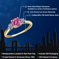 thumbnail image 2 of Gem Stone King 10K Yellow Gold Pink Moissanite and Blue Tanzanite 3-Stone Ring for Women | 1.10 Cttw | Round 6MM | Gemstone Birthstone | Size 6, 2 of 6