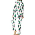 thumbnail image 4 of Riecok Pajama Sets for Women Long Sleeve Xmas Tree Printed Button up Shirt and Wide Leg Pant Cozy Sleepwear Matching Outfits, 4 of 7