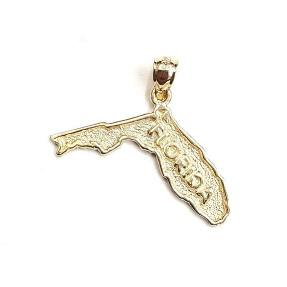 New 14k yellow gold Florida outline map pendant charm gift fine jewelry 2g