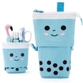 thumbnail image 1 of Estuche para lápices con soporte para bolígrafos, bolsa telescópica para maquillaje, bolsa de cosméticos emergente con cara sonriente kawaii, estuche de papelería, caja organizadora de, 1 of 6