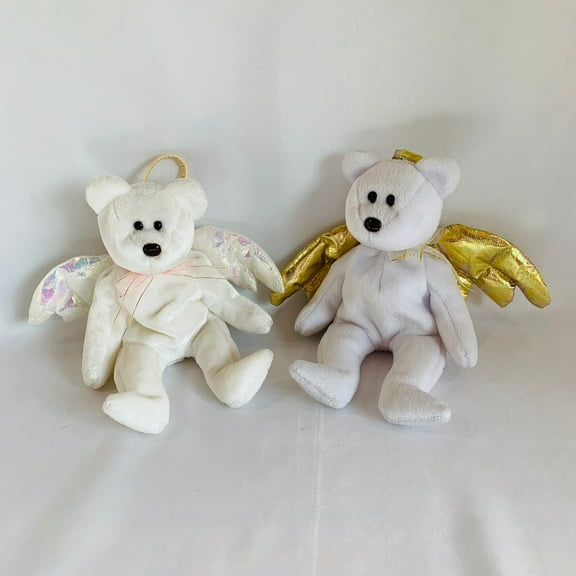 TY Beanie Babies -Set of 2 Halo and Halo 2, Angel Bear Plush
