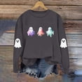 thumbnail image 6 of Feancey Graphic Sweatshirts for Women Funny Cute Ghost Print Halloween Tops Fall Long Sleeve Crewneck Sweatshirt Teen Girl Y2K Clothes Dark Gray XL, 6 of 9
