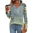 thumbnail image 4 of Enjoytime Tops for Women Trendy Floral Printed V-Neck Button Down Shirt Long Sleeve Trendy Business Casual Blouses Yellow XXL, 4 of 6