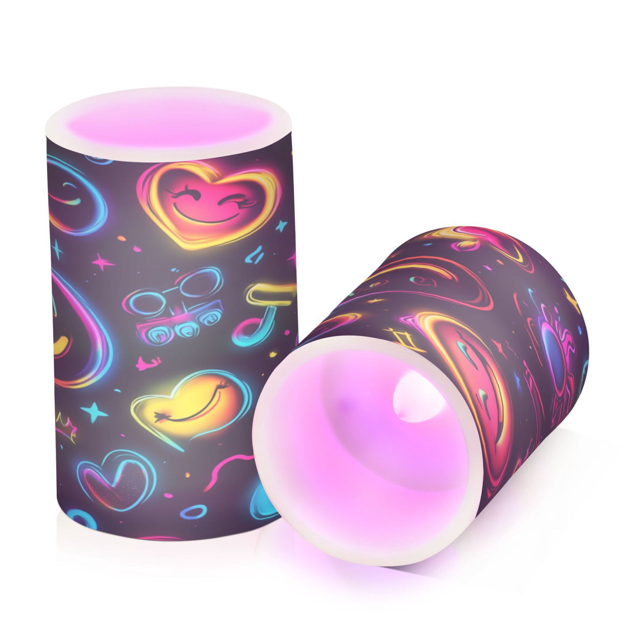 2 PCS Flameless Candles with Remote Timer LED Battery Operated Flickering Candle Light for Wedding Table Home Decoration Gifts Cute Smiling Faces