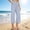 Light Blue, variant on Drovellove Women's Plus Size Loose High-Waist Linen Pants – Wide Leg Casual Trousers with Pockets for Summer