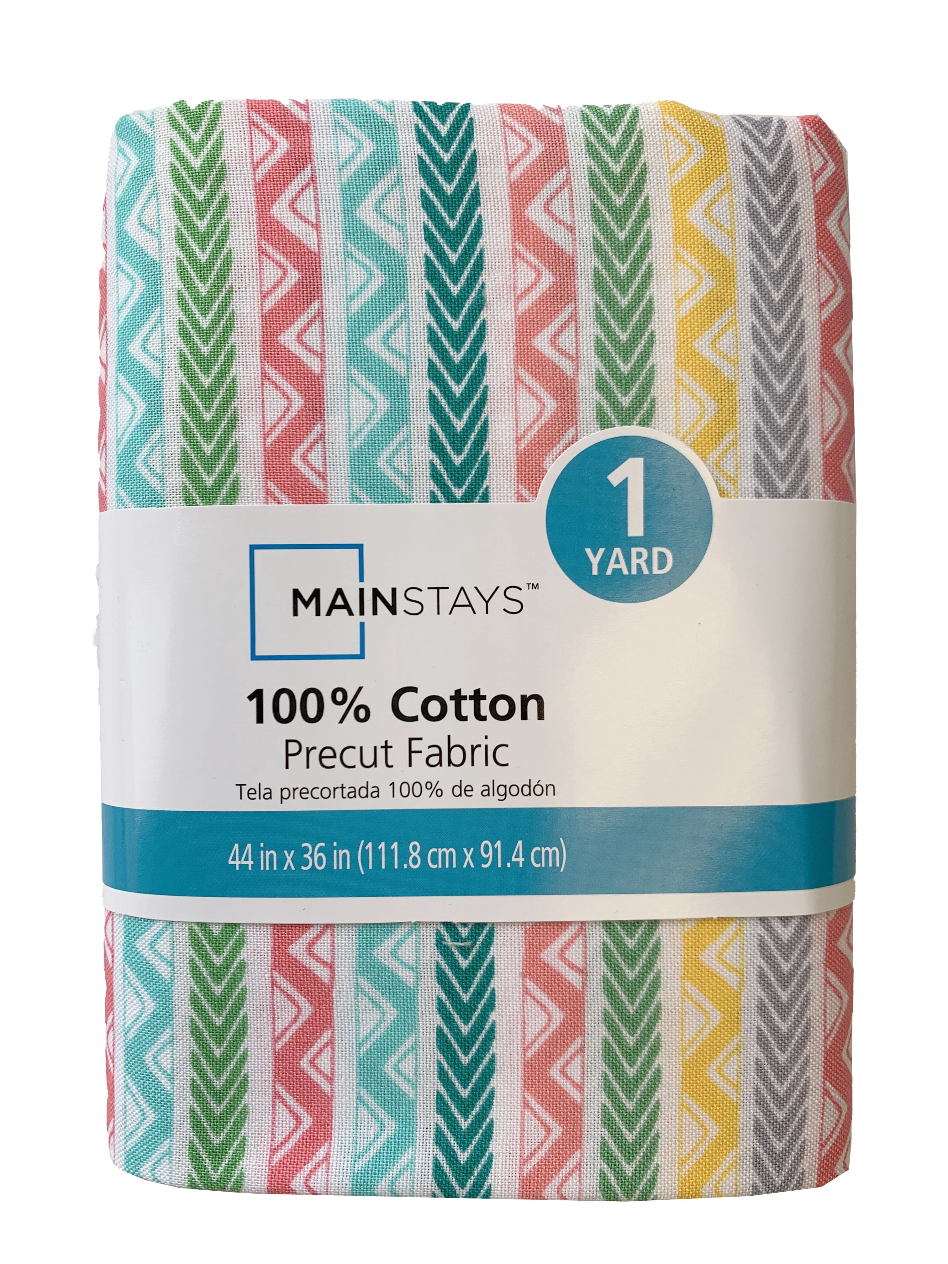 Mainstays Sewing & Craft Fabric, 100% Cotton, 1 Yard Precut, Stripe Multi