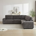 thumbnail image 6 of SEENYOO 110" L-Shape Corner Sofa - Corduroy Deep Seat with 2 Storage & USB/Type-C, Non-Modular Upholstered Couch for Living Room, 6 of 14