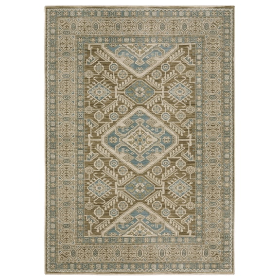 Oriental Weavers Maeve Area Rug - MAE08 - 2'3" x 7'6" - in Brown/ Blue - Vintage Inspired, Stain Resistant, Family and Pet Friendly , Entryway, Hallway Runner Rug