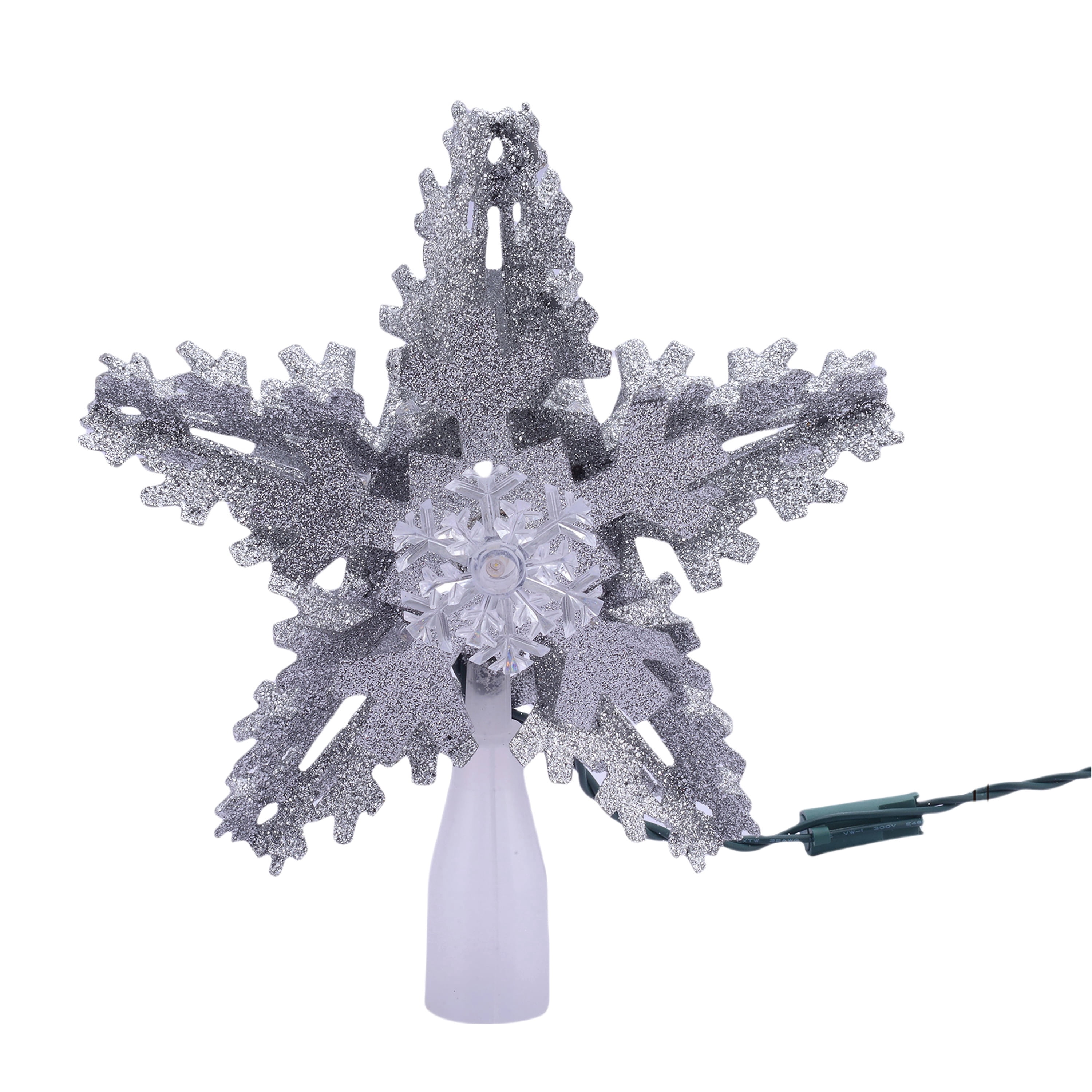 LED Snowflake Christmas Tree Topper, Silver, 8.5", by Holiday Time