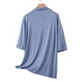 thumbnail image 5 of LangJing Womens Pajama Tops Short Sleeve Plus Size Loose Fit T Shirts High Neck Summer Spring Tops 2026 Basic Casual Sleepwear Light Blue,XXL, 5 of 8