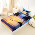 thumbnail image 4 of jejeloiu Tropical Sunset Boat Twin Sheets For Girls,Palm Tree Ocean Print Bedding,Orange Blue,3-Piece,1 Fitted Sheet and 1 Pillowcase, 4 of 6