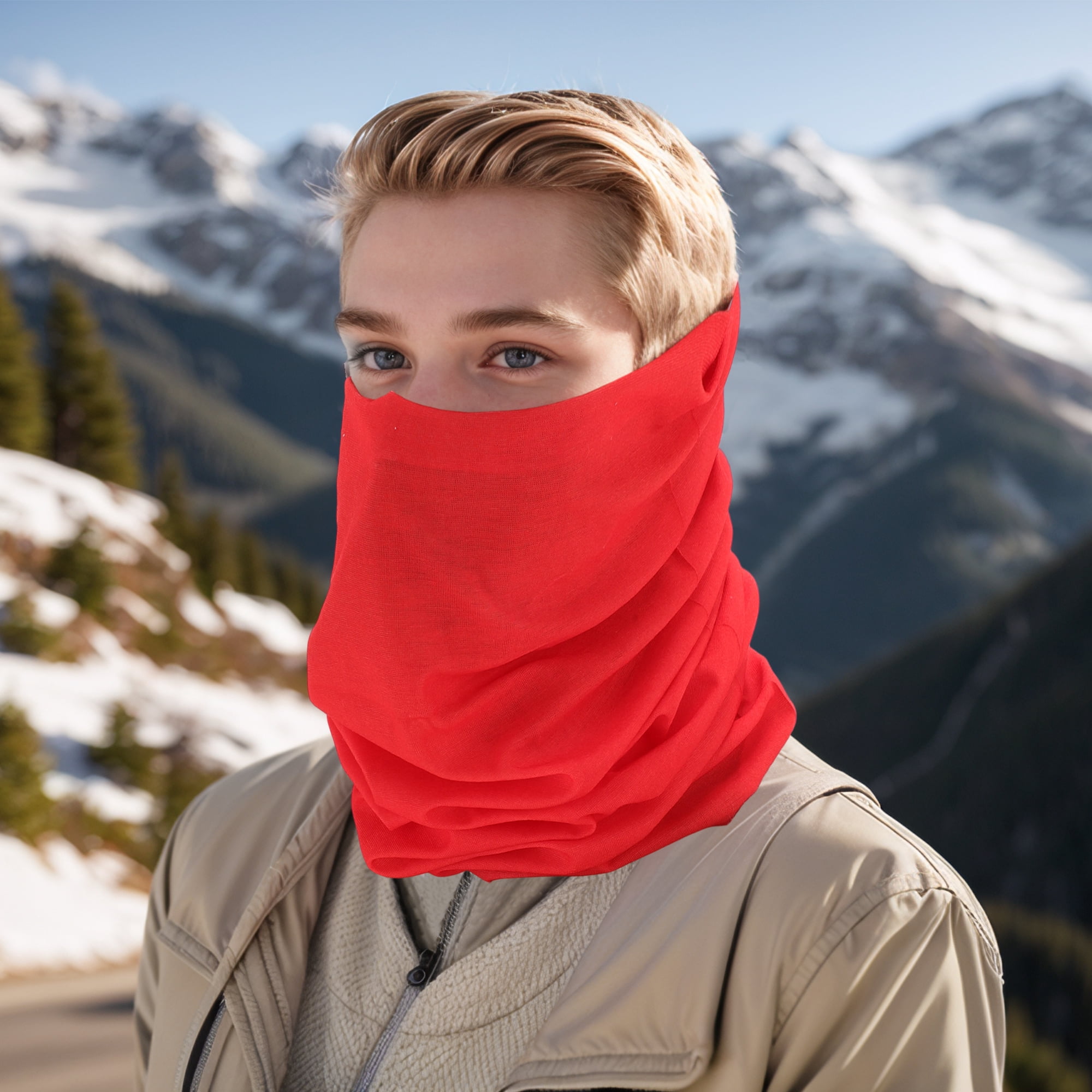 Unique Bargains Multi-function Face Scarf Mask 1 Pc Red