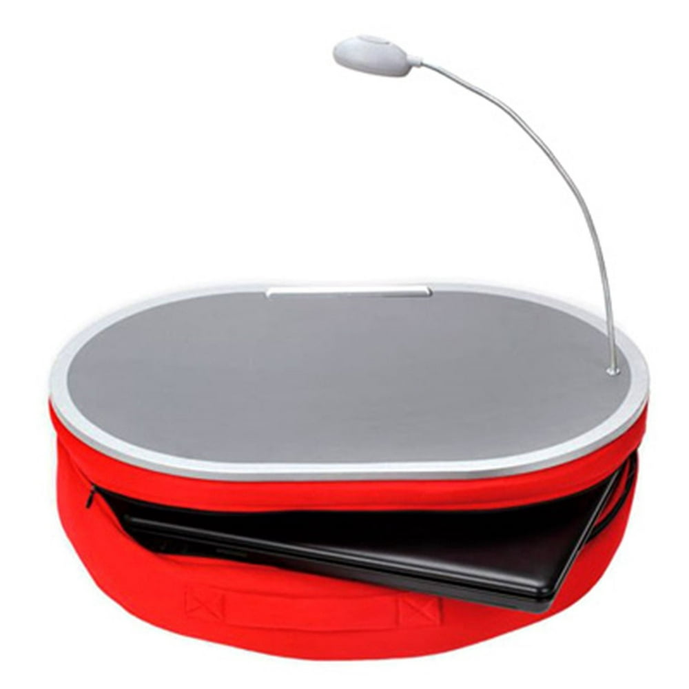 Portable Lap Desk With LED Lamp, 18" x 15" Handy Zippered Storage For