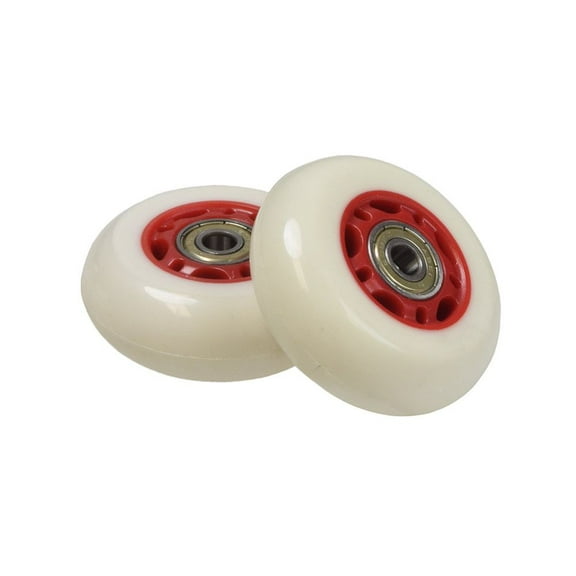 AlveyTech 68 mm Wheels with Bearings for Razor RipStik RipSter, RipStik RipSter DLX, & Sole Skate (Set of 2) (White Wheel Red Hub)