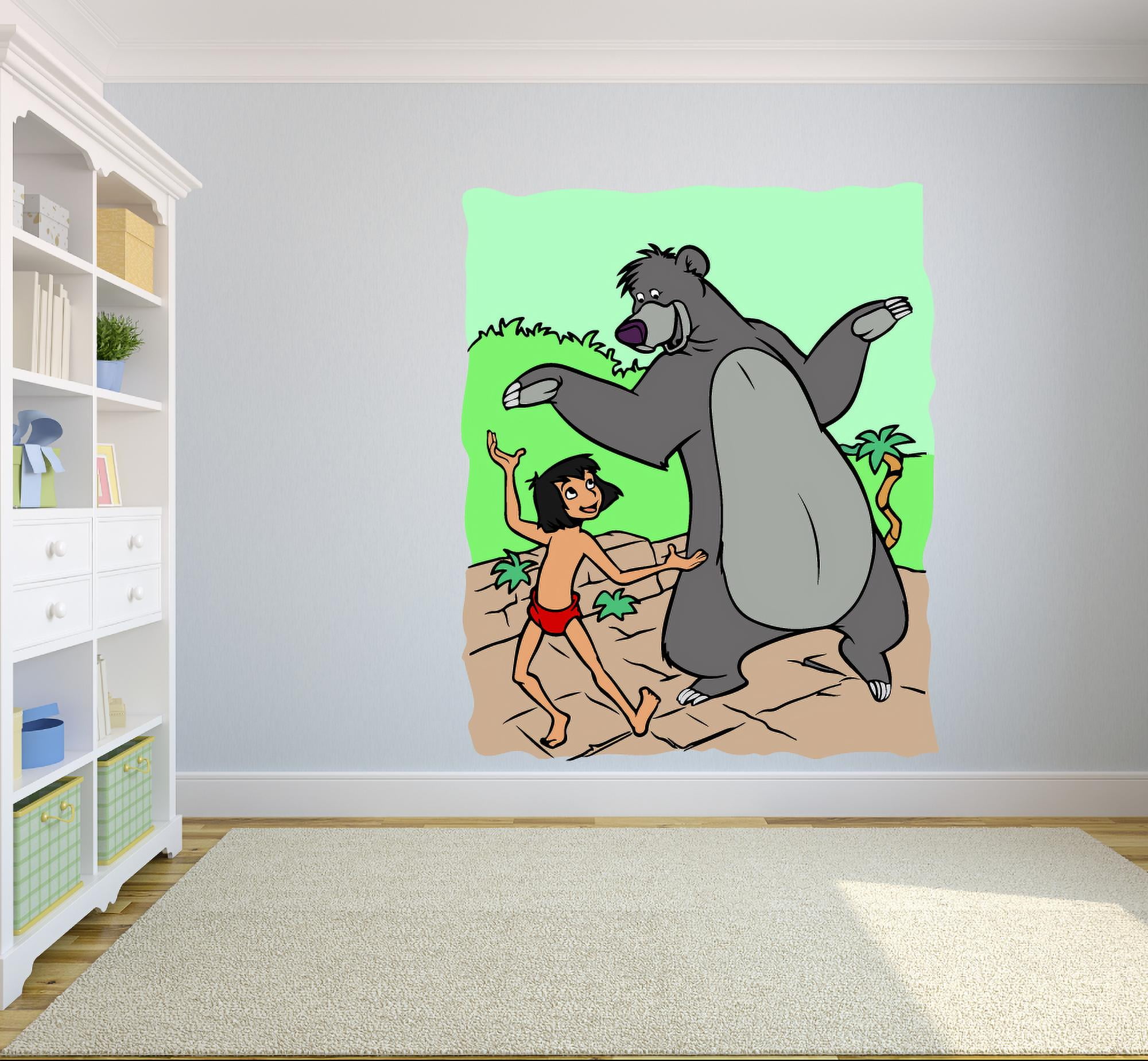 Mowgli Baloo Jungle Book Cartoon Colorful Decor Wall Sticker Art Design  Decal for Girls Boys Kids Room Bedroom Nursery Kindergarten House Fun Home  Decor Stickers Wall Art Vinyl Decoration (20x12 inch) -