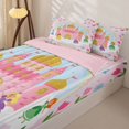 thumbnail image 3 of Homewish Cartoon Princess Castle Zipper Full Size Comforter Sets with Fitted Sheet and 2 Pillowcases,Colorful Cute Girls Kawaii Flowers Blossom Zipper Bedding Set For Kids,Pink Reversible,4 Pieces, 3 of 7