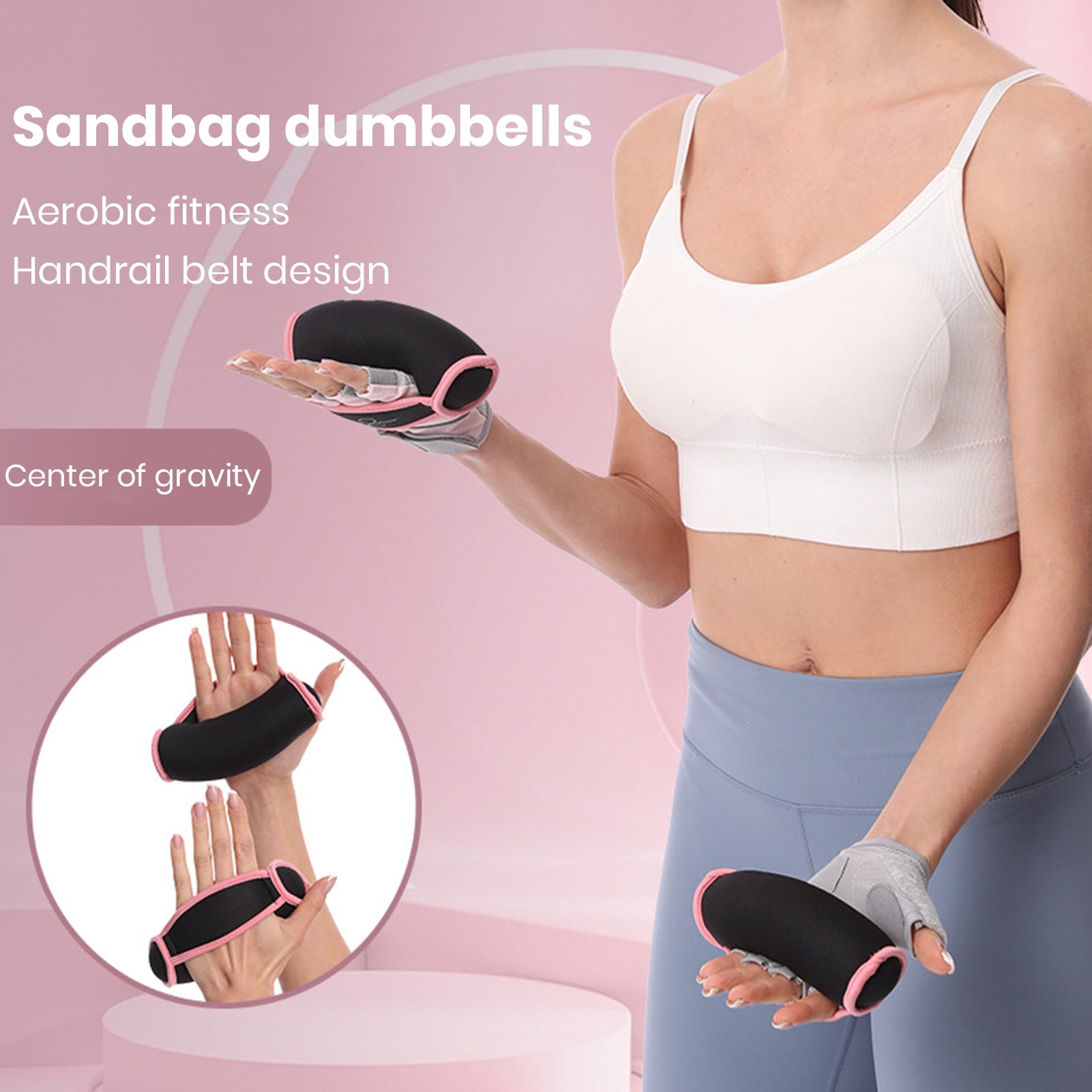 Huanledash 2Pcs Hand Weights with Strap Reusable Physical Therapy Running Jogging Training Sandbag Dumbbell Hand Weights Set