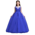 thumbnail image 2 of BRGZLK Flower Girl Maxi Dress Summer 2026 Solid Color Sleeveless Round Neck Tulle Dresses Wedding Guest Birthday Party Princess Gown Blue 13-14 Years, 2 of 5