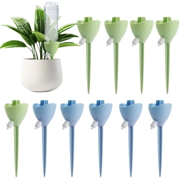 Lingsida 10pcs Self Watering Spikes for Plant, Adjustable Dripping Irrigation Stakes with Valve, Automatic Watering System for Indoor & Outdoor Potted Plants, 2 Colors