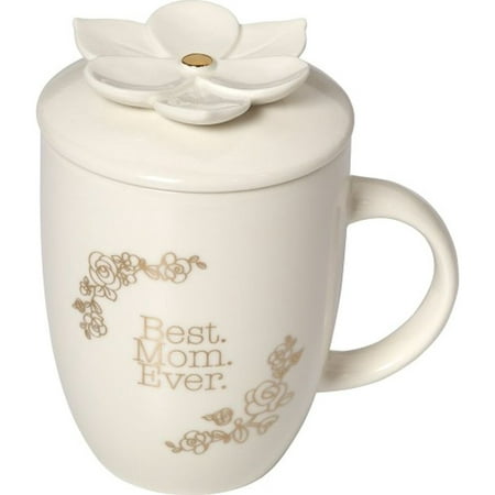 Precious Moments Best Mom Ever Glazed Ceramic 16oz Coffee Mug With Lid (Best Ceramic Coffee Mug With Lid)