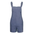 thumbnail image 3 of Babysbule Women Shorts Women Elastic Waist Dungarees Linen Cotton Pockets Rompers Playsuit Shorts BU/S, 3 of 5