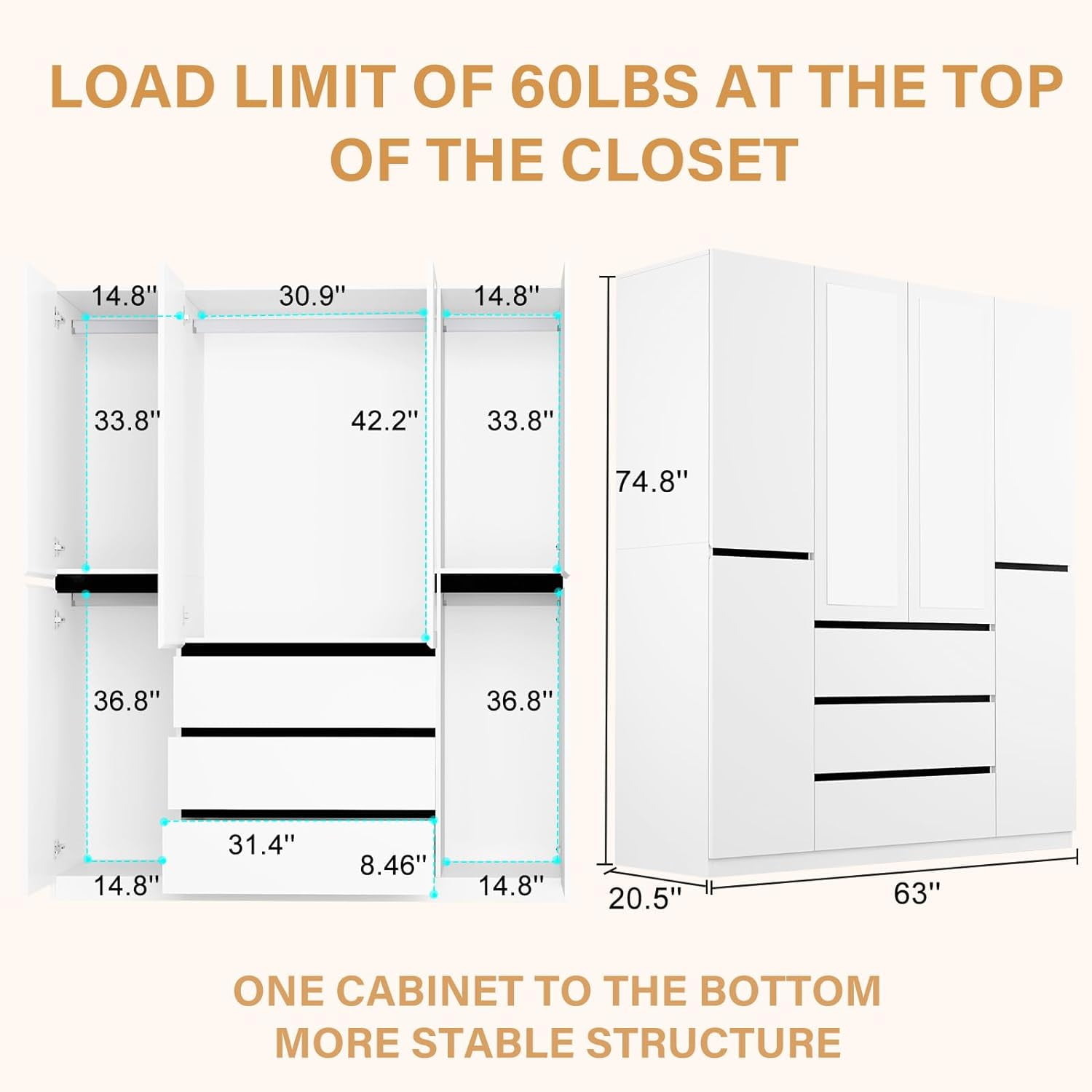 好評 VINFORM with Storage Ample Wardrobe: Naturale/White Eldorado 靴