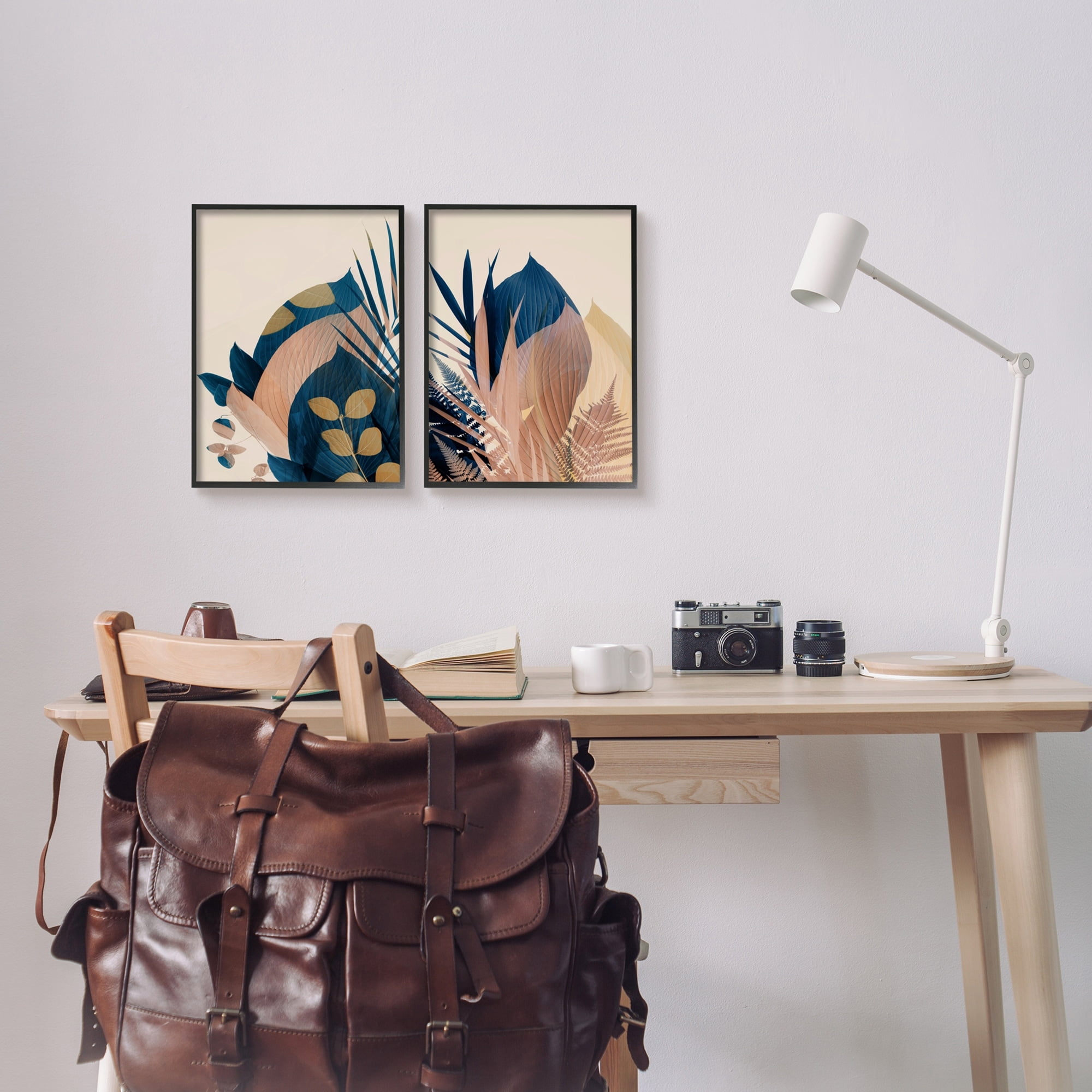 Stupell Indtries Forest Floor Fern Foliage Bold Blue Leaves Layered,24 x 30,Design by Ian Winstanley