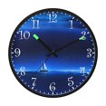 thumbnail image 2 of Voice Activated Clock with Glow Light 12 Inch Large Silent Wall Clock Battery Operated for Home Decor Blue Starry Sky Sailing Boat, 2 of 8