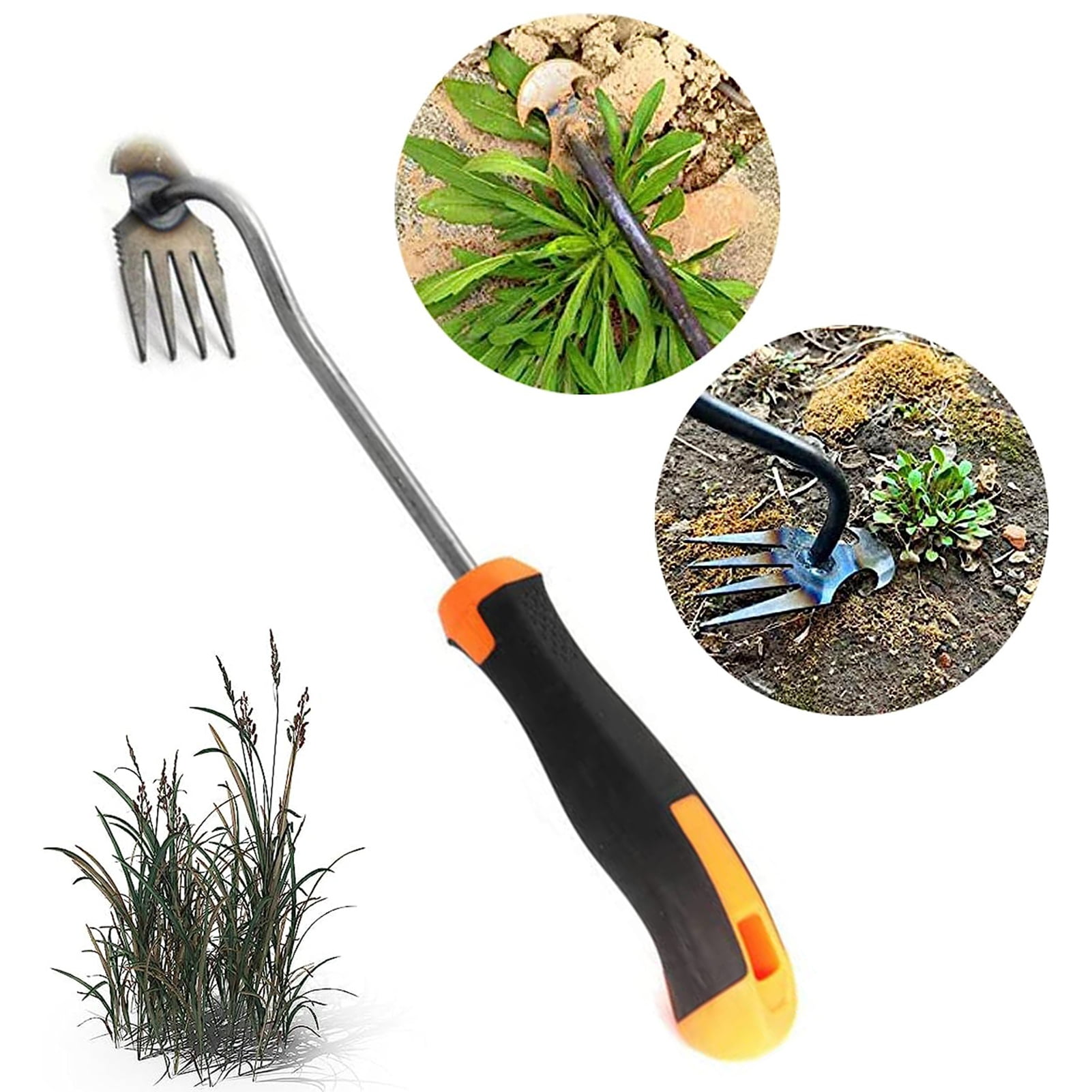 HEVIRGO 4 Teeth Dual Purpose Weed Puller, Precision Weeding Stainless