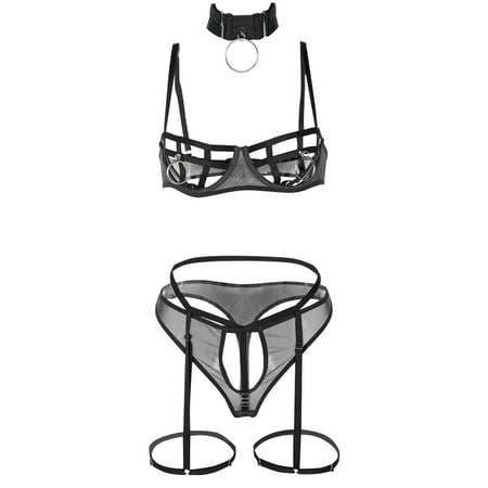 

Women Underwear High Waist Four Piece Set With Chest Ring Hmade With Hanging Neck Bra Panty Set Lingerie