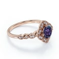 thumbnail image 3 of JeenMata Vintage Milgrain 1.75 Carat Round Cut Lab Created Alexandrite and Moissanite Matching Wedding Ring Set in 18k Rose Gold over Silver, 3 of 4
