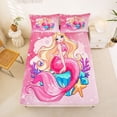 thumbnail image 5 of Erosebridal Cute Mermaid Pattern Queen Sheet Sets,Ocean Life Sea Animal Bed Set For Girls Teens 4-Piece, 5 of 6