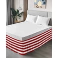 thumbnail image 4 of Modern Simple Bed Skirt Queen Size 16" Drop Red White Stripes Ruffled Wrap Around Bed Skirts Adjustable Elastic Bedskirt Dust Ruffle for Queen Size Bed, 4 of 7