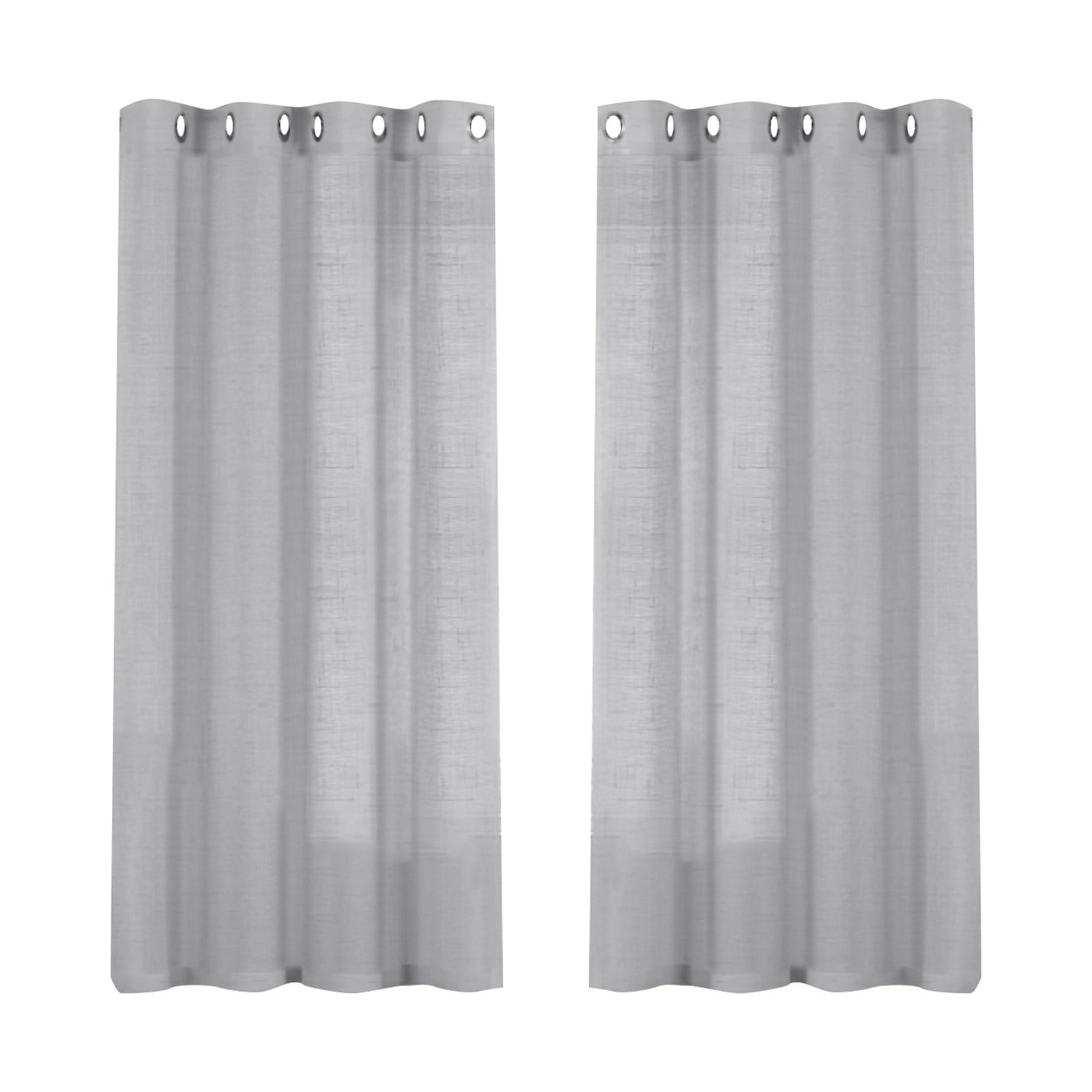 2 Curtains Linen Sheer Curtains 63 Inch Length Semi Sheer Curtains Silver Linen Curtain Panels for Living Room/Bedroom Light Filtering Curtains 2 Panels Curtain