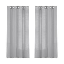 2 Curtains Linen Sheer Curtains 63 Inch Length Semi Sheer Curtains Silver Linen Curtain Panels for Living Room/Bedroom Light Filtering Curtains 2 Panels