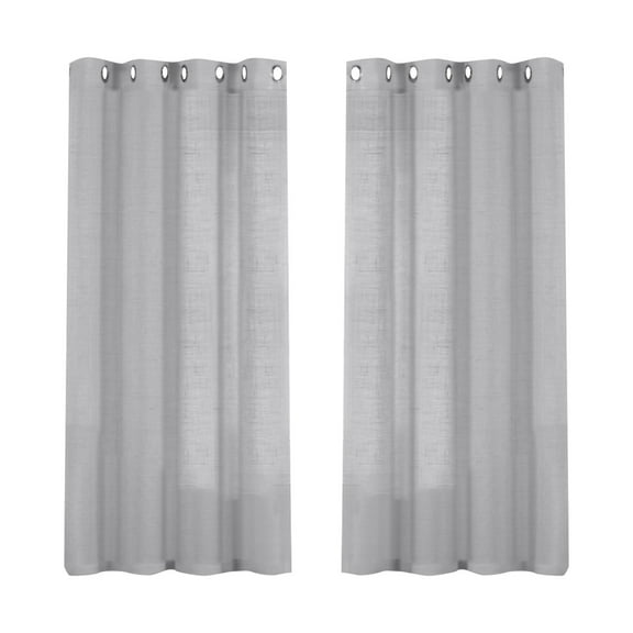 2 Curtains Linen Sheer Curtains 63 Inch Length Semi Sheer Curtains Silver Linen Curtain Panels for Living Room/Bedroom Light Filtering Curtains 2 Panels