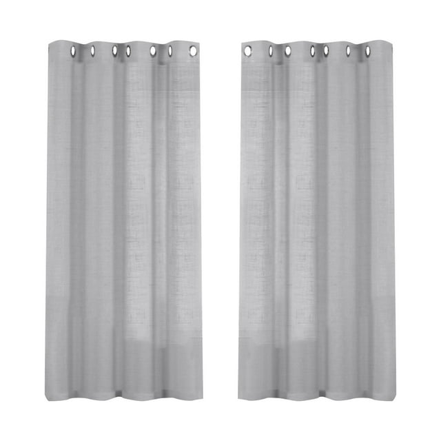 Rideaux Transparents en Lin 52x63 Po 2 Pcs Longueur Rideaux Semi-Transparents Rideaux Texturés Thermiques Rideaux de Protection de la Vie Privée Traitements de Fenêtre Réduisant le Bruit pour Chambre Salon Patio Porte Vitrée
