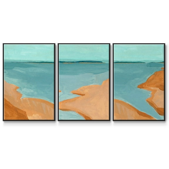Out on the Sandbar I - Framed Premium Gallery Wrapped Canvas L Frame 3 Piece Set - Ready to Hang