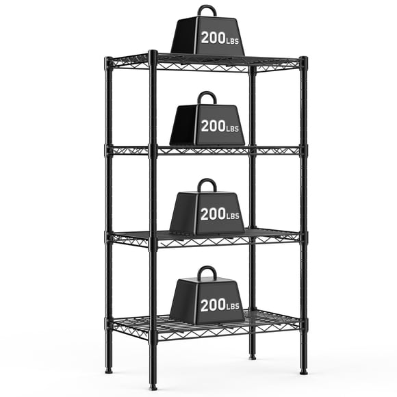 Estantería de almacenamiento DUMOS de metal de 4 niveles, 59x34x120 cm, negra