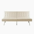 thumbnail image 3 of Naomi Home Tufted Split Back Futon Sofa Bed, Linen Couch Bed, Futon Convertible Sofa Bed with Chrome Legs, Folding, Reclining Small Convertible Couch, Futon Couches for Living Room Cream, 3 of 17