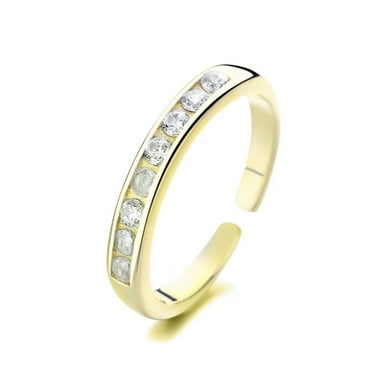 14K Gold over Sterling Silver Channel-Set Toe Ring with crystals from Swarovski