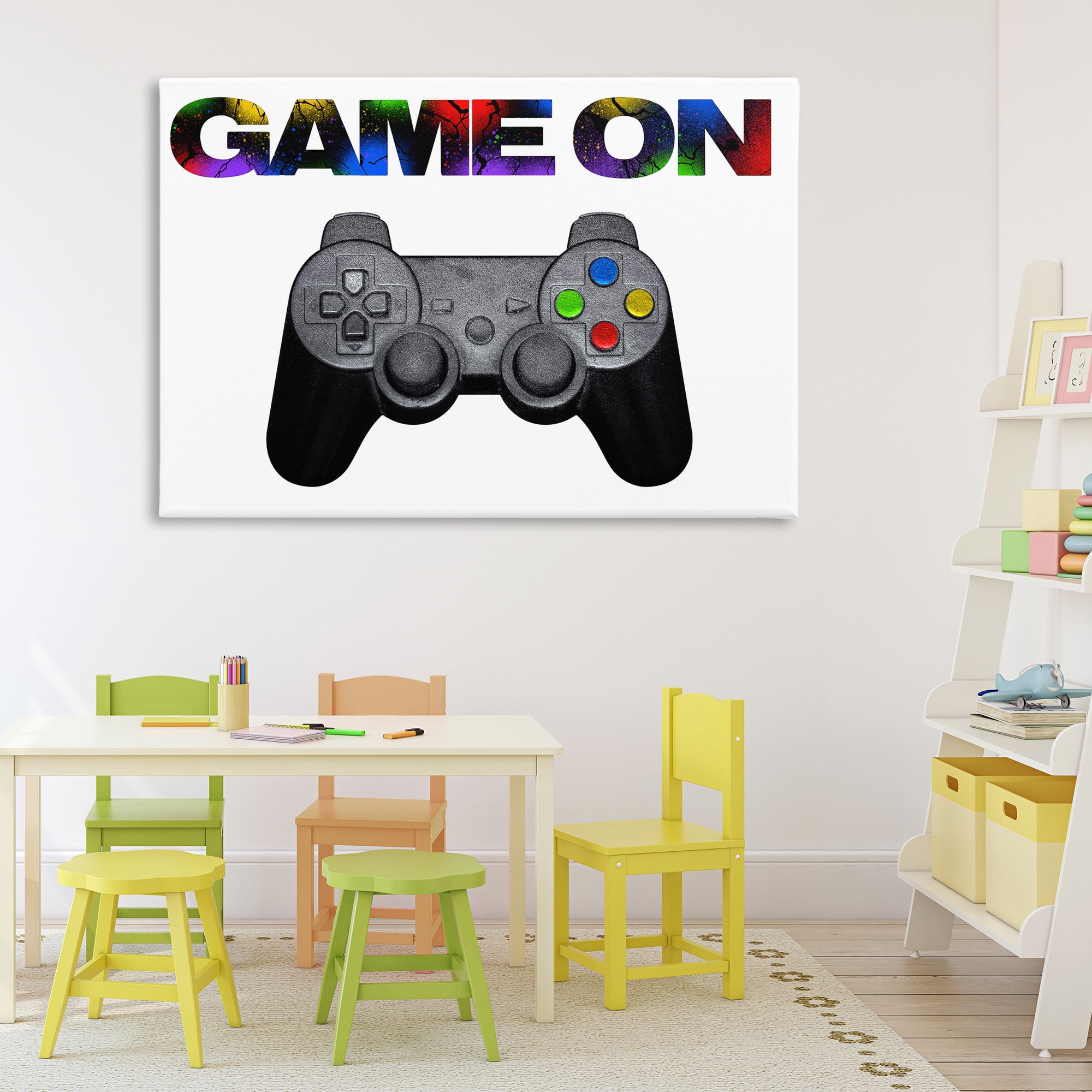 Stupell Industries Controller Game On Splatter Canvas Wall Art, design by Marcus Prime