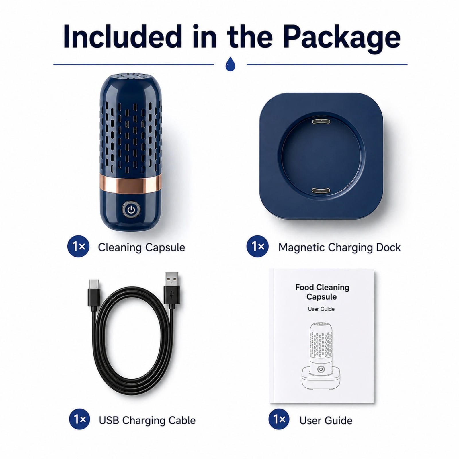50PCS*Podfresh Vegetable Cleaner, Pod Fresh Fruit Cleaner, Water Molecule Decomposition Technology with One-Touch Wireless Operation, Portable Capsule Design, Ideal for Fruits and Vegetables