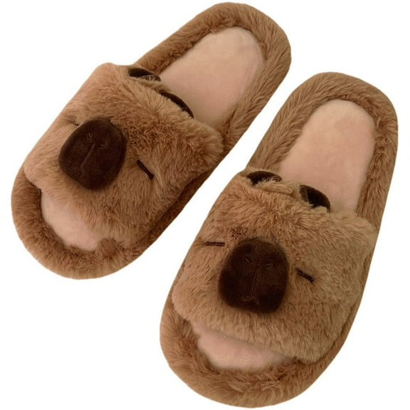 Capybara Slippers Cute Plush Animal House Shoes Soft Warm Fuzzy Indoor Winter Slippers Cozy Bedroom Footwear for Women Men Kids Gift