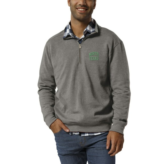 Men's League Collegiate Wear Heathered Gray North Texas Mean Green Heritage Quarter-Zip Pullover Jacket