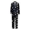 thumbnail image 2 of KHONTS Family Christmas 2 Piece Satin Pajama Set Xmas Printed Long Sleeve Button Shirt and Pants Sleepwear 2-Women M, 2 of 4
