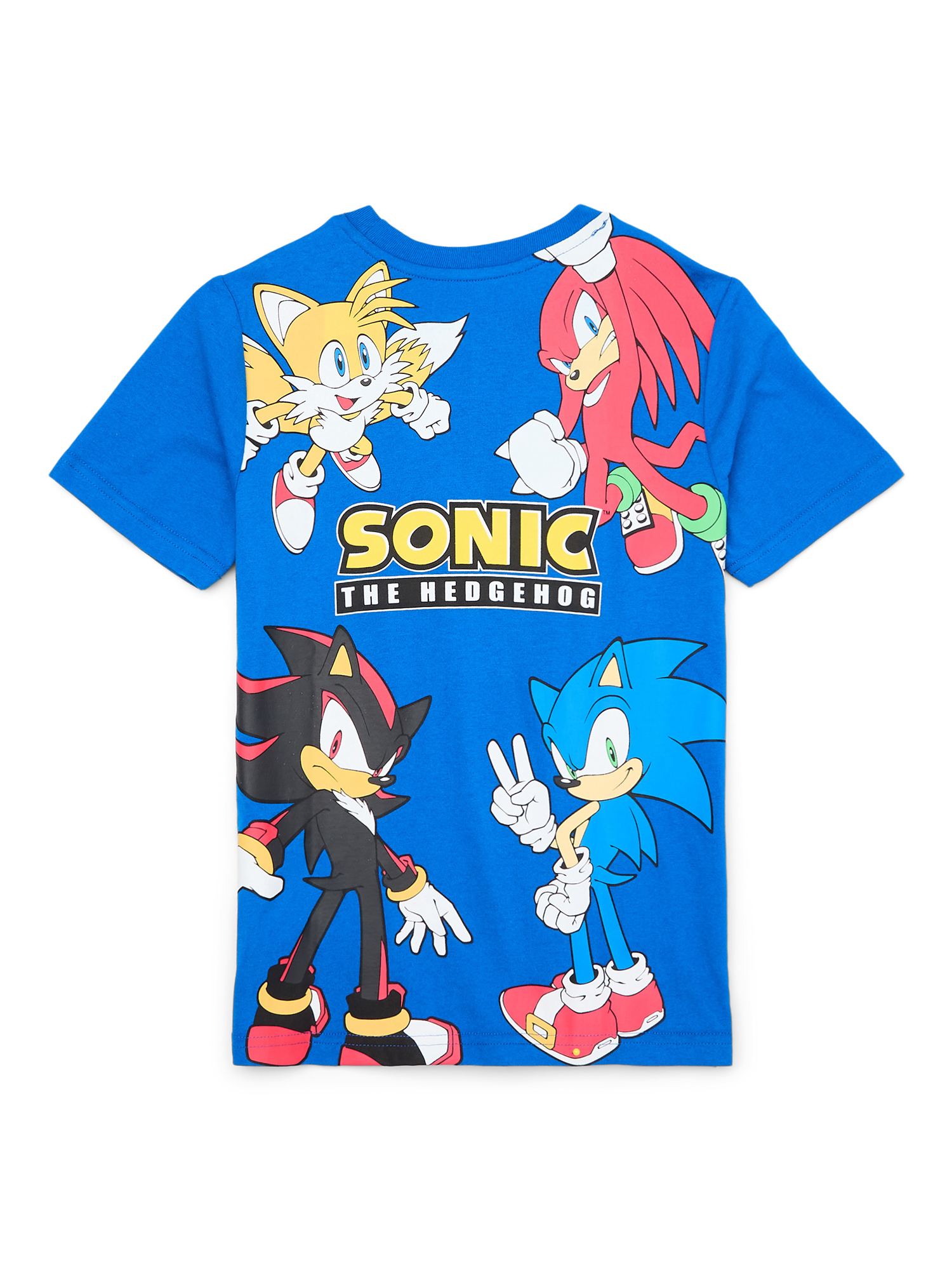 Sega Boys’ Sonic and Friends Front and Back Graphic Short Sleeve Tee and Shorts Set, 2-Piece, Sizes 4-18