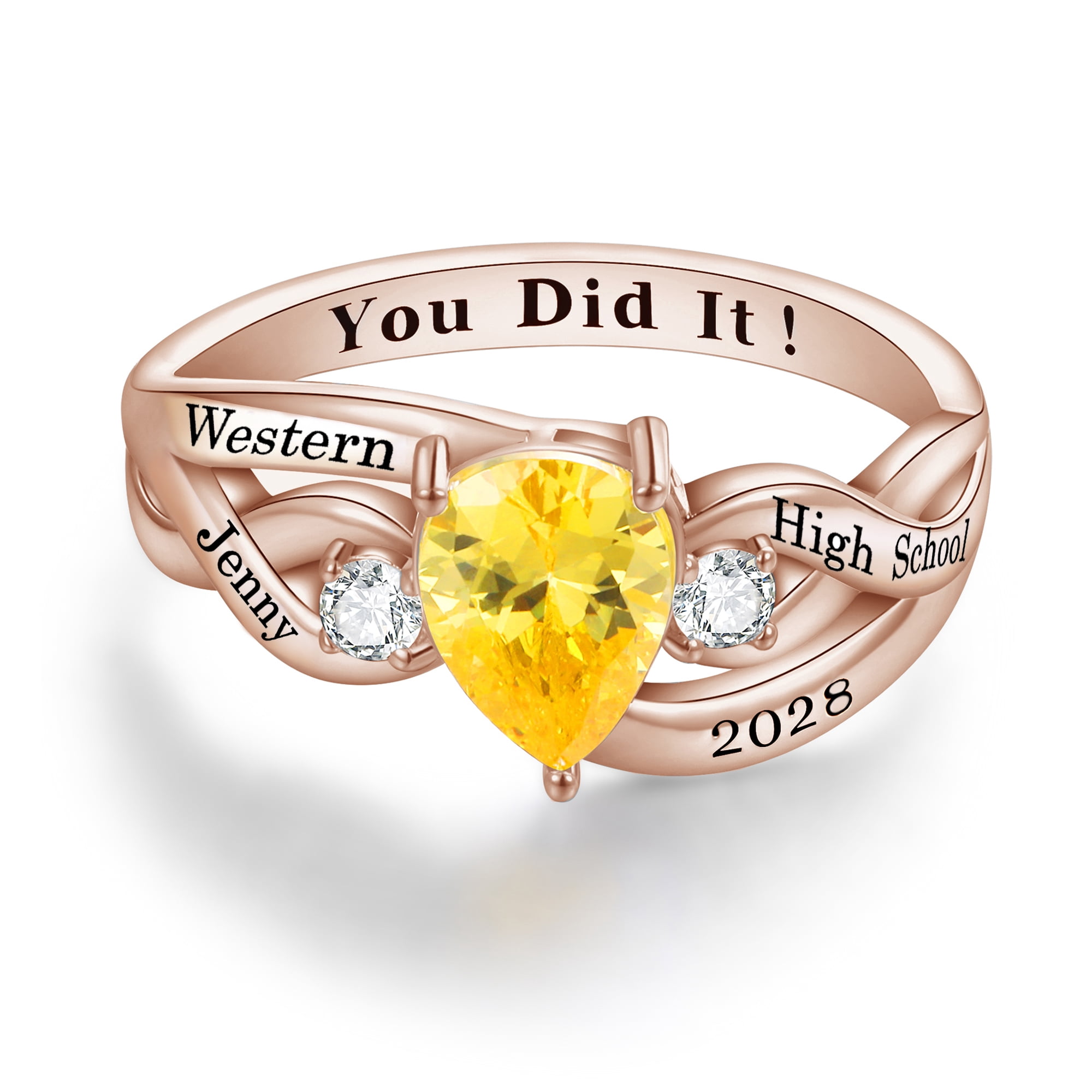 USA PJM Custom Women’s Class Ring Sterling Silver 925 for High School & College Graduation