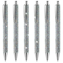 6 Pcs Cute Pen Bling Diamond Christmas Rhinestones Gift Silver Metal Ballpoint Fancy Sparkly Crystal B